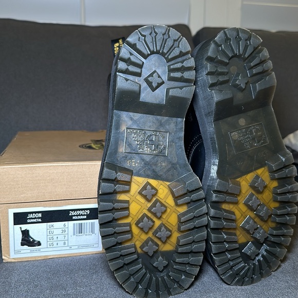 Dr Martens Docs Jason Gunmetal Hologram Platform Combat Boots - Picture 2 of 5